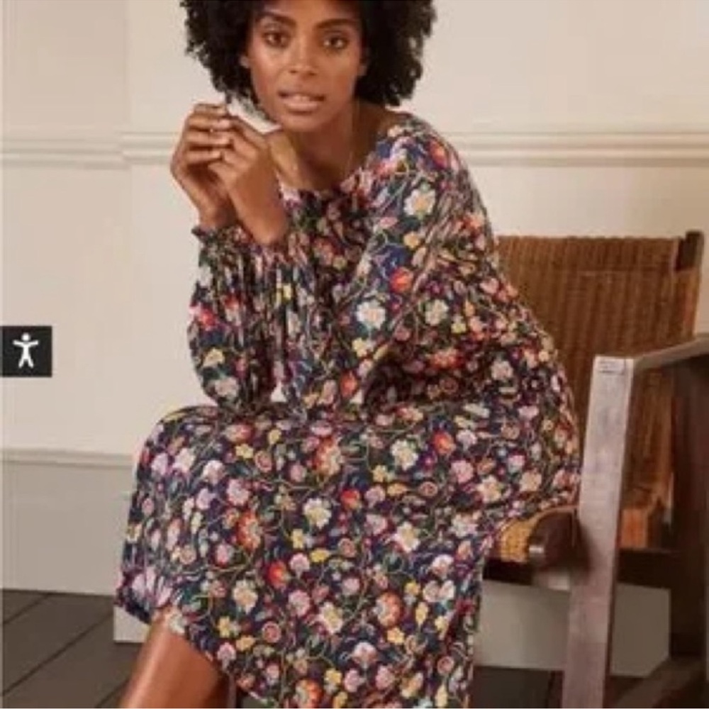 Boden Evelyn Floral Jersey Midi Long Sleeve Dress Boho Whimsy Cottage Sz 6R - Picture 5 of 12
